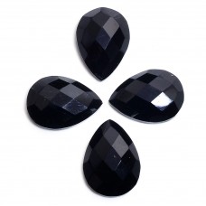 Black onyx 10x15 mm pear rose cut flat back 4.25 ct gemstone 